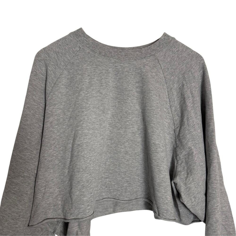Alo Yoga Gray Double Take Raglan Long Sleeve Cropped Pullover Sweatshirt L - Picture 3 of 7